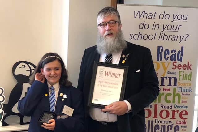 Rhiannon with childrens author Philip Ardagh