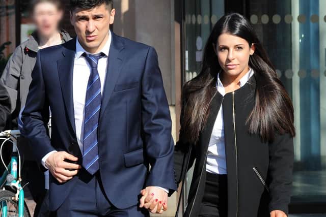 Fernando Forestieri leaves Mansfield Magistrates' Court with his wife after his not guilty verdict on Thursday.