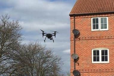 South Yorkshire Police drone on the hunt for a suspected machete attacker