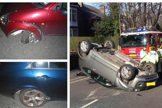 Damage to cars following crashes on Psalter Lane in Sheffield