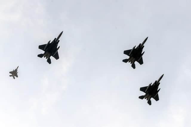 F-15s seen from Endcliffe Park in Sheffield Picture: Danny Lawson/PA Wire