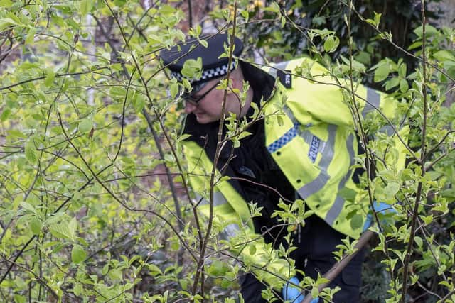 Police carry out an open land search in Mount Pleasant Park off Abbeydale Road. Picture Scott Merrylees