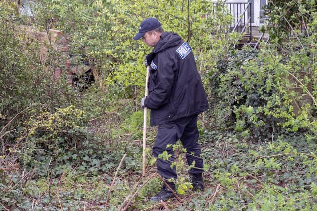 Police carries out an open land search in Mount Pleasant Park off Abbeydale Road as part of the week of action. Picture: Scott Merrylees