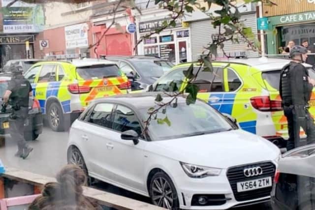 Armed police were seen on Abbeydale Road earlier today. Picture: Sarah Lomas