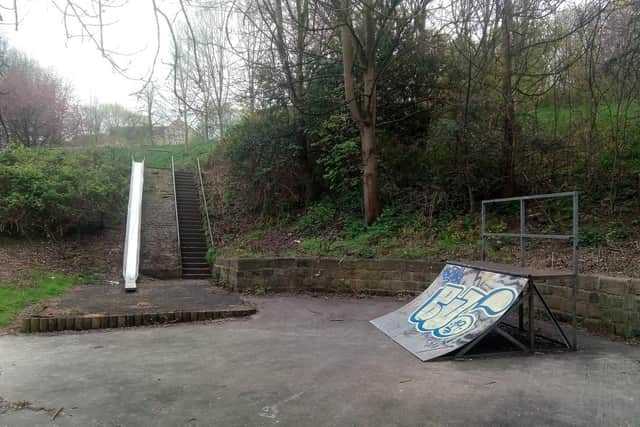 A ramp and slide at the site