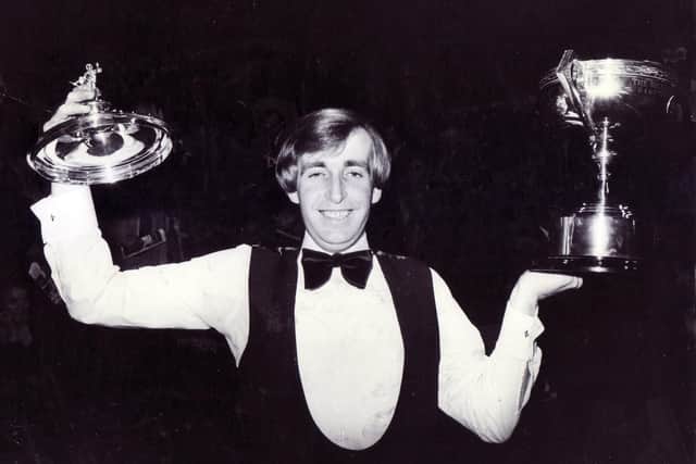 Welshman Terry Griffiths celebrates his victory in 1979.