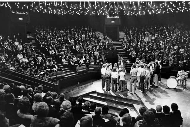 Of course, the rest of the year, the Crucible is a traditional theatre venue. Here it's packed out for a show in the 70s.