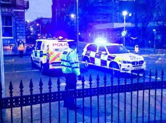 Officers in attendance on Chester Street in the West End following a suspected shooting. Picture: Alasdair Morton