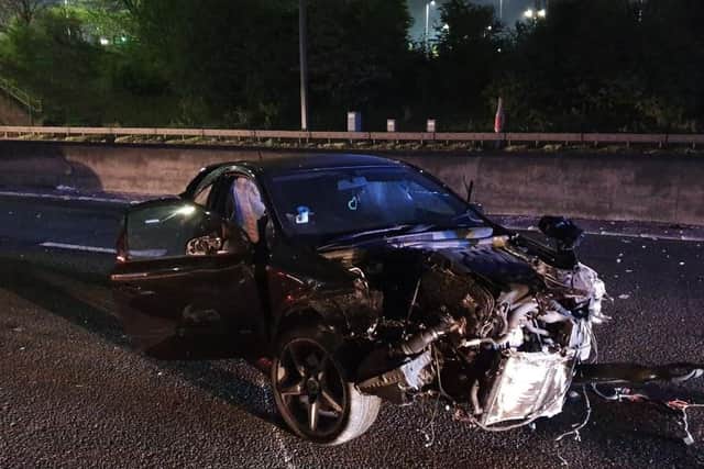 This car was involved in two collisions on the M18 last night