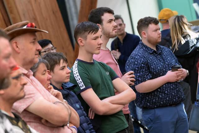 Snooker fans watching the action on screens located in Tudor Square and the Winter Gardens. Picture: Steve Ellis