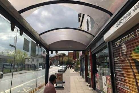 A football fan fell through a bus shelter as he celebrated Sheffield United's win on Saturday, which left the team on the cusp of promotion to the Premier League