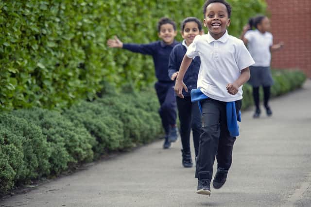 Children at Hinde House Primary take part in the 'Hinde House kilometre' everyday
