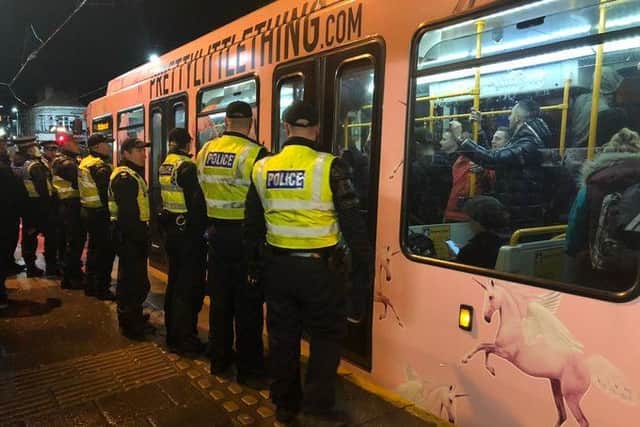 South Yorkshire Police officers on duty at the Sheffield derby in March. Picture: Dan Hayes / The Star