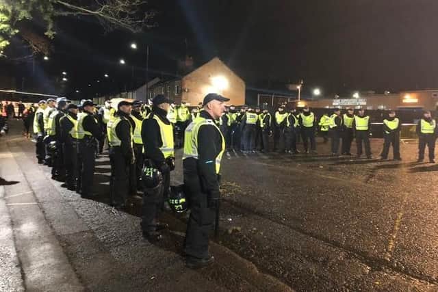 South Yorkshire Police officers on duty at the Sheffield derby in March. Picture: Dan Hayes / The Star