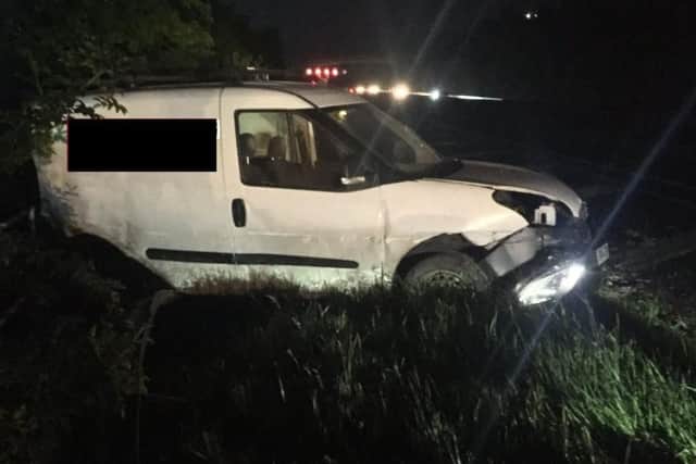 The driver of a van driven erratically along the M1 near Sheffield fled after a crash overnight
