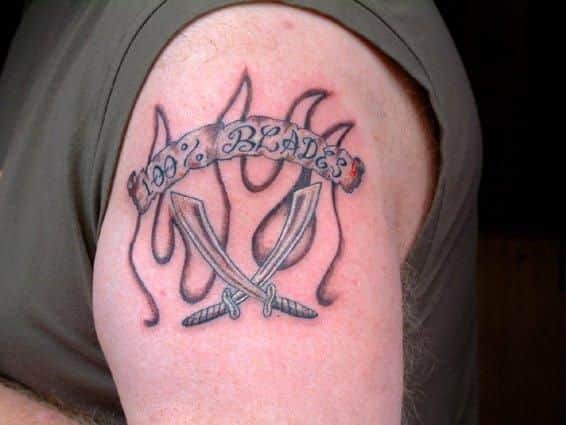Tony Sweeney's Sheffield United tattoo.