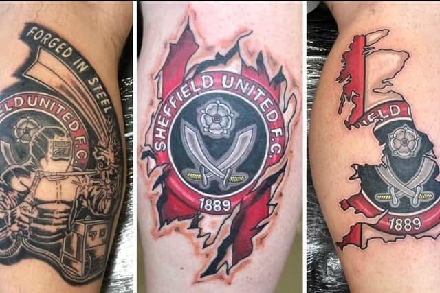 A selection of Sheffield United tattoos.