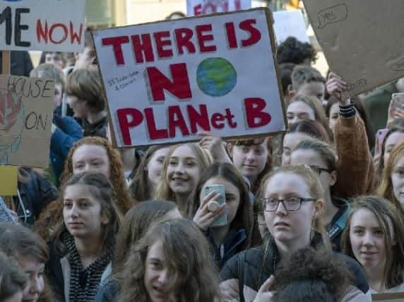 Students protesting over climate change.