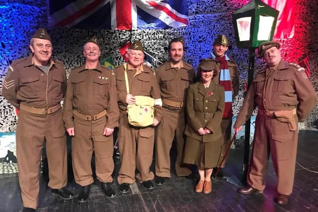 Lorrie Brown as Dame Vera Lynn with the rest of the cast of A Salute to the 1940s - a Dad's Army variety show