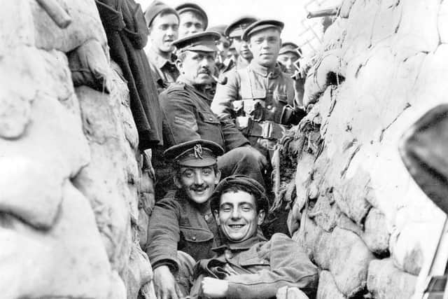 Men of 1/5 York and Lancaster Regiment in International Trench near the Yser Canal north of Ypres, 1915. Jon Cooksey