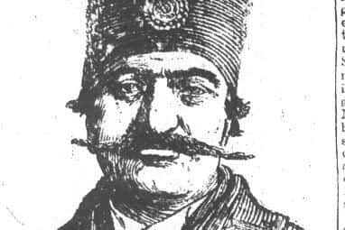A newspaper drawing of the Shah of Persia, who visited Sheffield in 1889