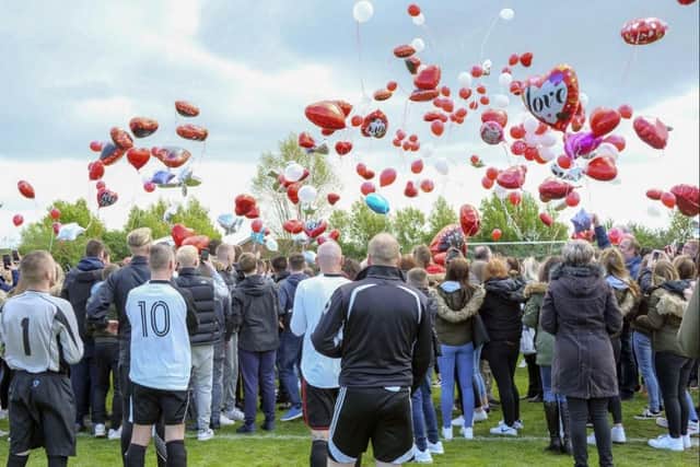 Balloons were released in memory of Ryan Durkin after he was killed in a collision