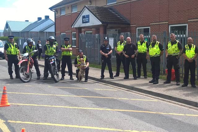Police officers at HMP Lindholme in Doncaster