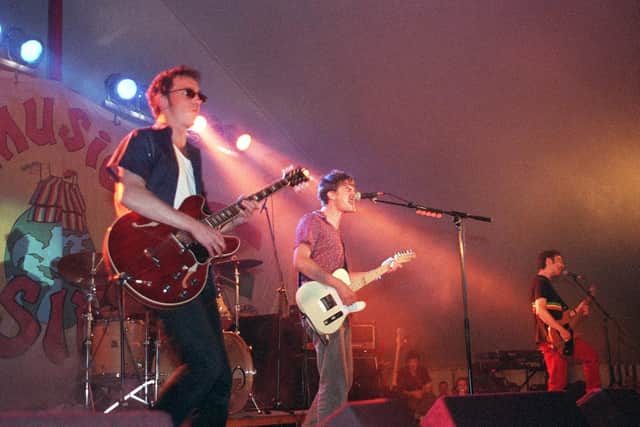 Richard Hawley with Longpigs at the Don Valley Bowl in 1997.