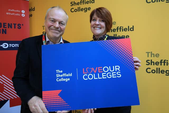 Love Our Colleges campaign at Sheffield College. Pictured is Angela Foulkes, Chief Executive and Principal and Clive Betts MP. Picture: Chris Etchells