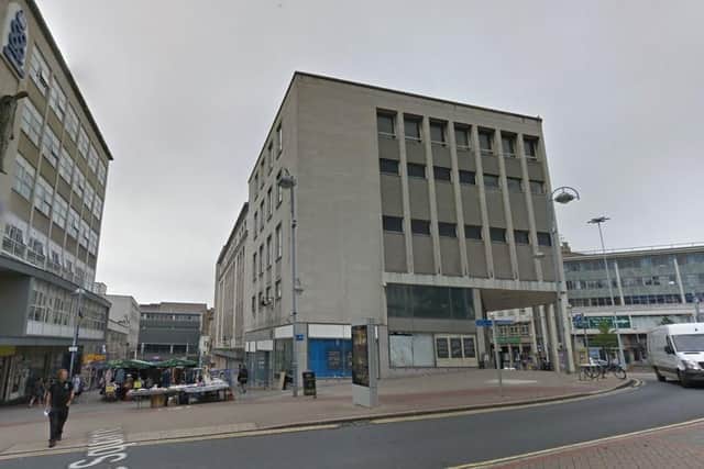 The proposed site of the new Kings Tower, at the western end of the old Primark building on High Street, Sheffield (pic: Google)