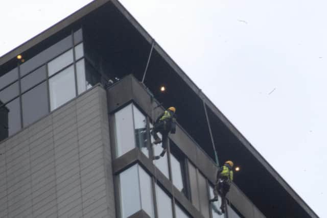 Abseiling engineers carried out repairs to the building in October 2018.