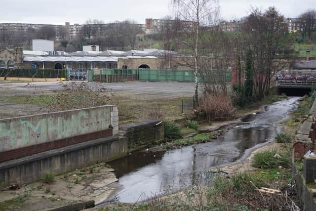 The Porter Brook river near Sheffield railway station.