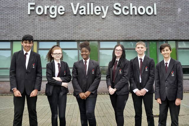 Pictured pupils Nayagan Indrasenan, Molly Taylor,Mariam Kamara, Amy Kennedy Harvey Eyre-Wood and Dylan Jones celebrating the 'good' Ofsted judgement