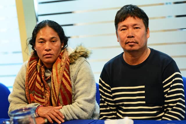Tuli Maya Monger and Chandra Bahadur Monger, parents of missing Minod Monger, make an appeal to find their missing son. Picture: Marie Caley