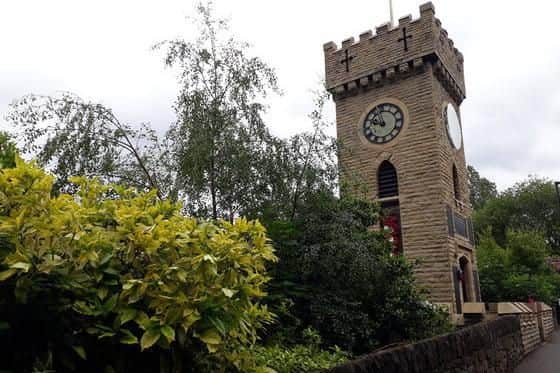 The clock tower and gardens