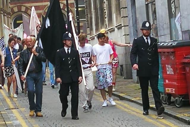 The shooting was taking place showing a mock Gay Pride march.