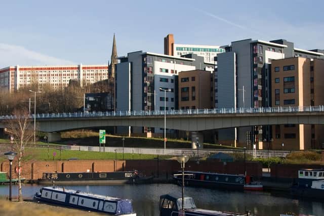 The Parkway viaduct goes past Sheffield Canal Basin