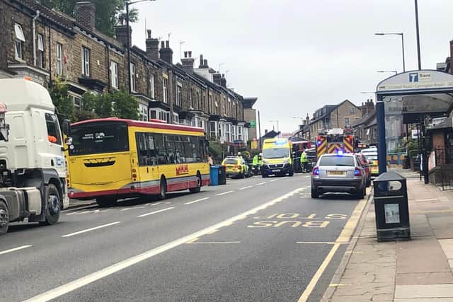 A driver has been cut free from a car on Ecclesall Road this morning