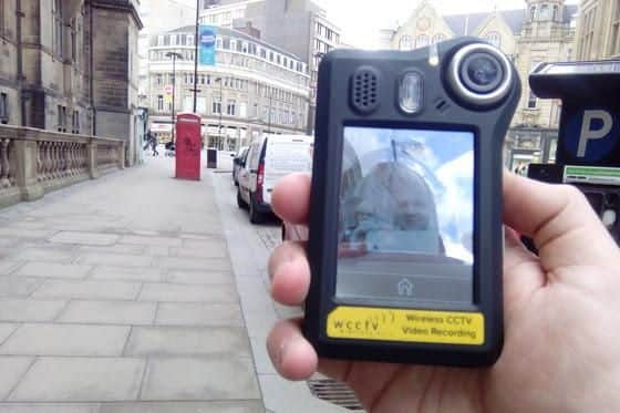 An example of the cameras now being worn by traffic wardens in Sheffield for their protection