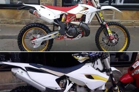 Motorbikes which were stolen in a ram raid at TDS Bikes in Cudworth, Barnsley