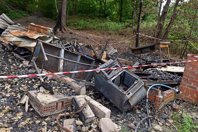 The Jubilee Lodge at Hesley wood Scout Activity Centre, has been destroyed by arsonists. Picture: Marie Caley NSST-30-06-19-ScoutHut-1