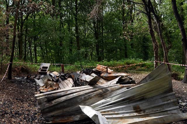 The Jubilee Lodge at Hesley wood Scout Activity Centre, has been destroyed by arsonists. Picture: Marie Caley NSST-30-06-19-ScoutHut-5