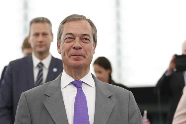 Brexit Party chairman Nigel Farage arrives inthe European Parliament in Strasbourg, eastern France, Tuesday July 2, 2019. Picutre: AP Photo/Jean-Francois Badias