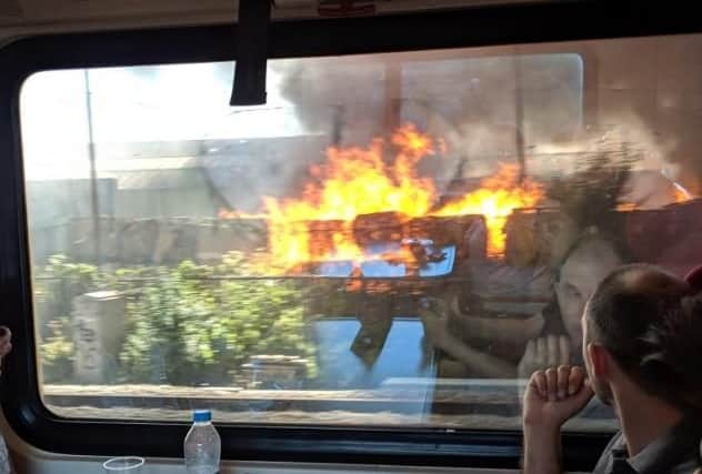 The warehouse blaze in Wellinborough (Picture: Sarah Cole)