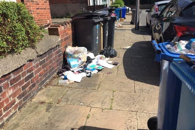 Rubbish on Sharrow Vale Road, in Sharrow (pic: Jonathan Drury)
