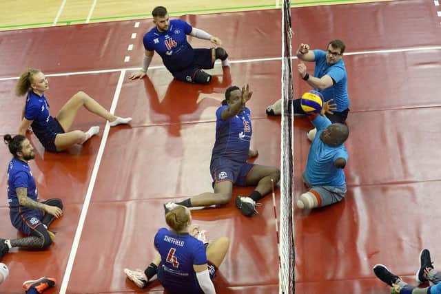 The Minister for Defence People and Veterans Tobias Ellwood was at Ponds Forge earlier this year where he started a sitting volleyball match between Team UK and Sheffield Volleyball Club ......Pic Steve Ellis