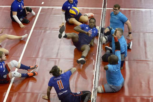 A sitting volleyball match between Team UK and Sheffield Volleyball Club was held at Ponds Forge earlier this year to mark 100 days until the Invictus UK Trials. Picture: Steve Ellis.