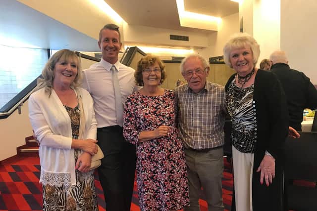 Dementia sufferer Stephen Gascoyne, 76 (fourth from the left) with his wife Maureen Gascoyne, 75 (third from the left), Independent Community Services Consultant Kathy Markwick (on the left), local singers Nick James (second from the left) and Susan St Nicholas (fifth from the left).