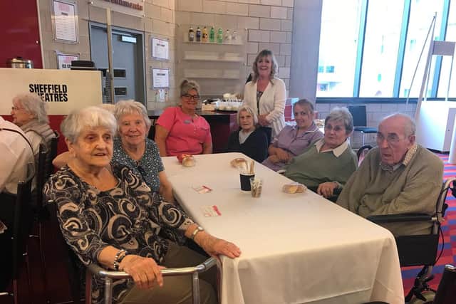 Independent Community Services Consultant Kathy Markwick with some of care home residents who attended the event.