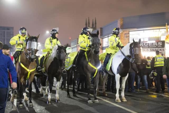 Mounted police on duty at the Sheffield derby